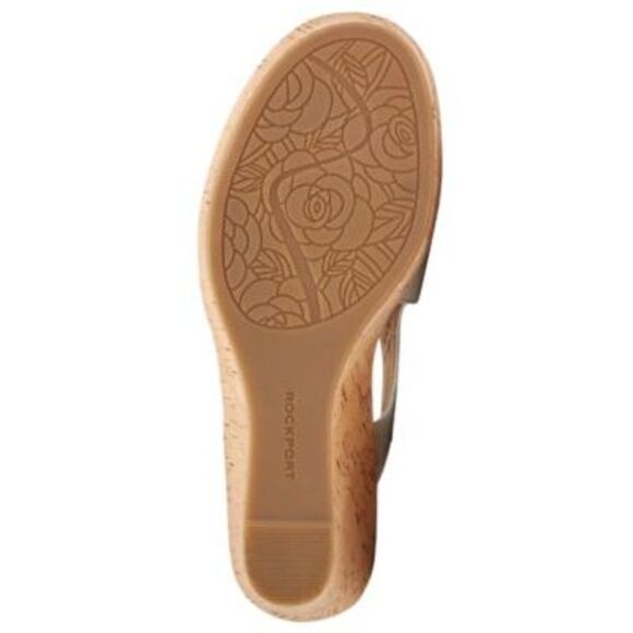 NWT ROCKPORT Womens Beige Briah Wedge Leather Slingback Sandal 7.5 M - Picture 2 of 5